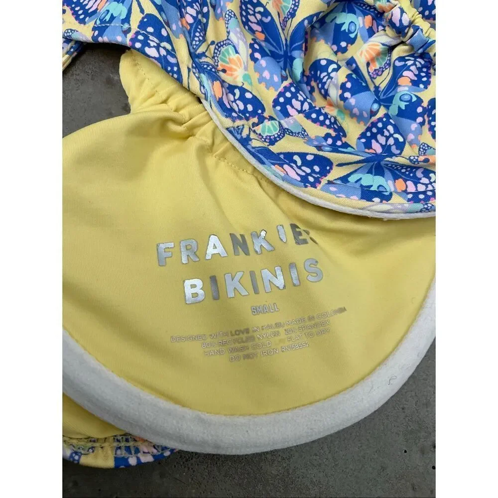 Frankie's Bikinis Birdie Ruffle Bikini Top | Monarch Butterfly Print in Small